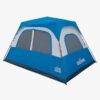אוהל Outdoor בן רגע בצבע כחול-אפור עם חלונות רשת, מבט צד
