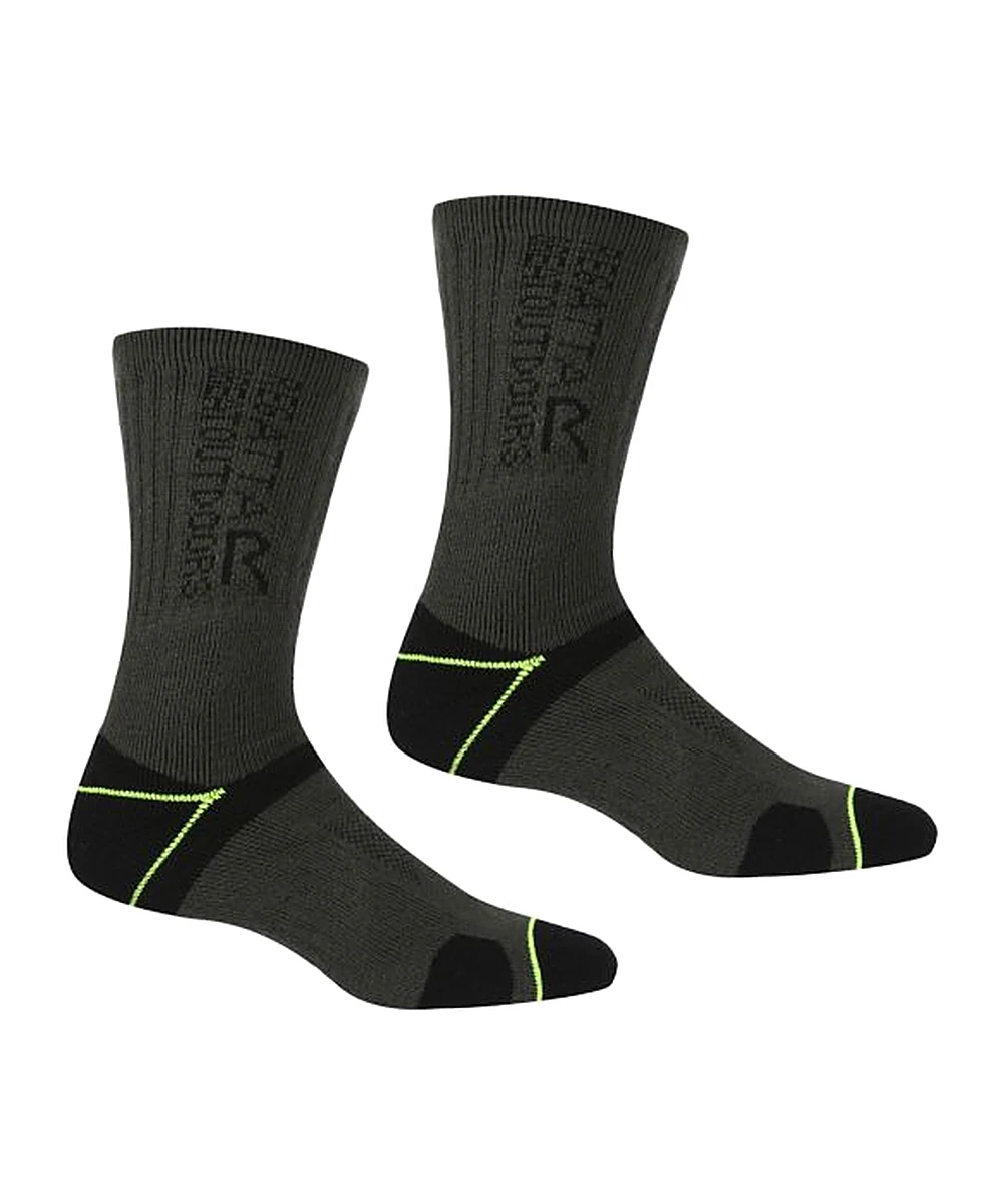 מארז 2 זוגות Regatta Blister Protection II Blk/ElecLime שכבה כפולה גברים
