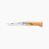 סכין Opinel Carbon 8 מפלדת פחמן עם ידית עץ פתוחה