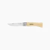 סכין Opinel Stainless 7 עם ידית עץ בהירה, להב מתקפל פתוח