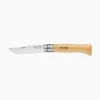 סכין Opinel Stainless 10 עם ידית עץ טבעי, להב פתוח מנירוסטה מבריקה