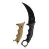 סכין קרמביט Takumitak Midnight, להב מעוקל שחור וידית שחורה עם לוחית חומה חלופית