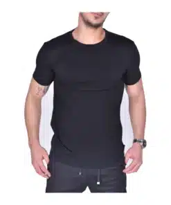 חולצת במבוק גבר שחור עגול קצר Breeze