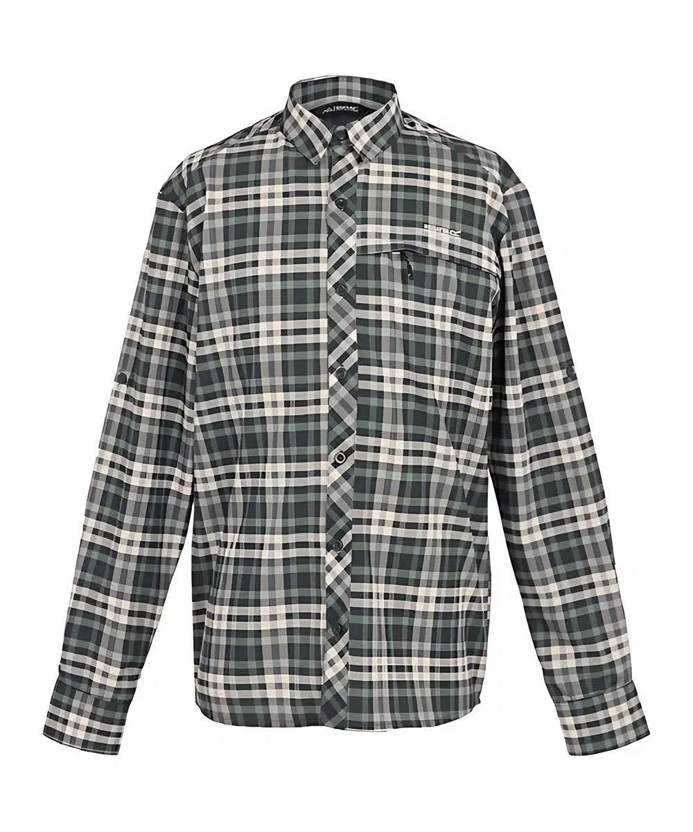 חולצת טיולים ארוכה מכופתרת Regatta Travel Packaway Agave Green Check