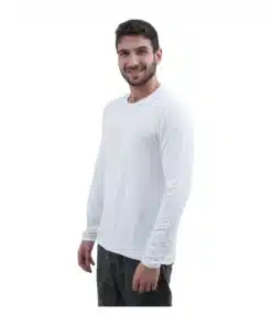 חולצת במבוק גבר לבן עגול ארוך Breeze