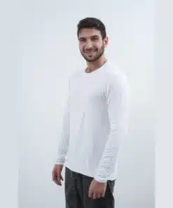 חולצת במבוק גבר לבן עגול ארוך Breeze