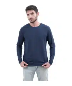 חולצת במבוק גבר נייבי עגול ארוך Breeze