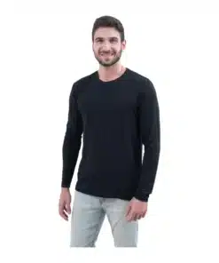 חולצת במבוק גבר שחור עגול ארוך Breeze