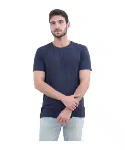 חולצת במבוק גבר נייבי עגול קצר Breeze