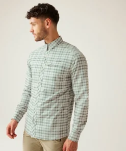 חולצת טיולים ארוכה מכופתרת Regatta Travel Packaway StoneWhtChck