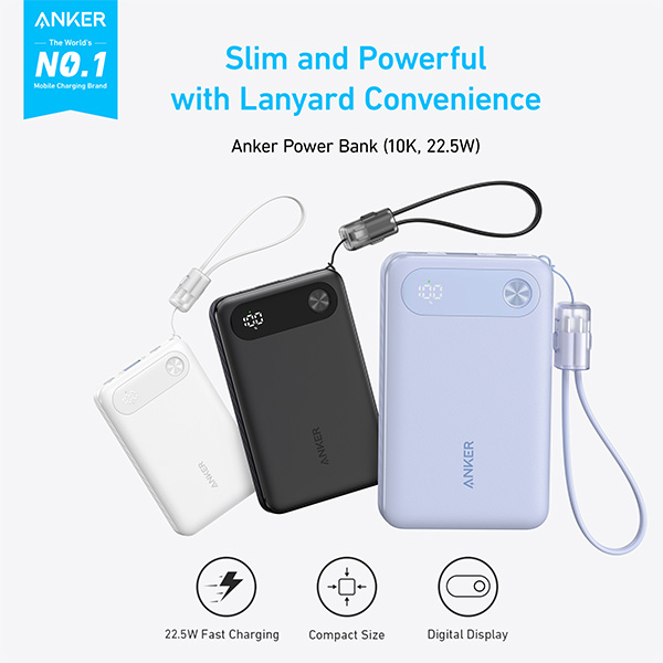 סוללת גיבוי Anker 10,000mAh 22.5W שחור – תמונה 5