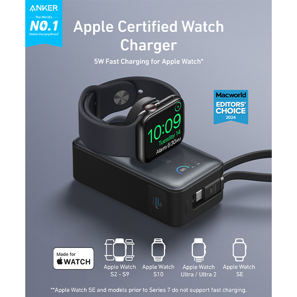 סוללת גיבוי Anker MagGo 10K 35W For Apple Watch שחור – תמונה 3