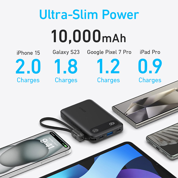סוללת גיבוי Anker 10,000mAh 22.5W שחור – תמונה 6