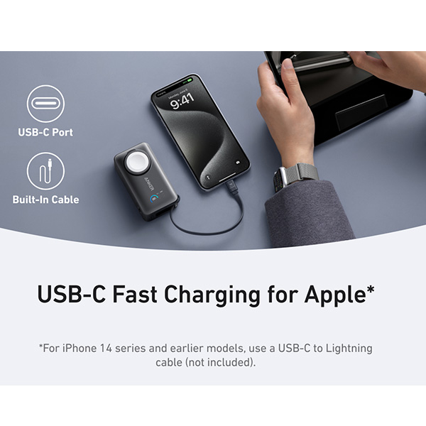 סוללת גיבוי Anker MagGo 10K 35W For Apple Watch שחור – תמונה 8