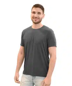 חולצת במבוק גבר אפור מלאנג' עגול קצר Breeze