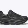 נעל ריצה Hoka Bondi 9 לגברים בצבע שחור כולו, מבט צד עם סוליה מרופדת עבה