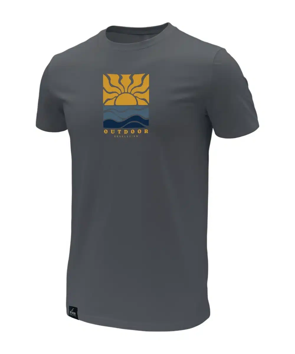 חולצה קצרה מודפסת Outdoor Leo אפור/כחול