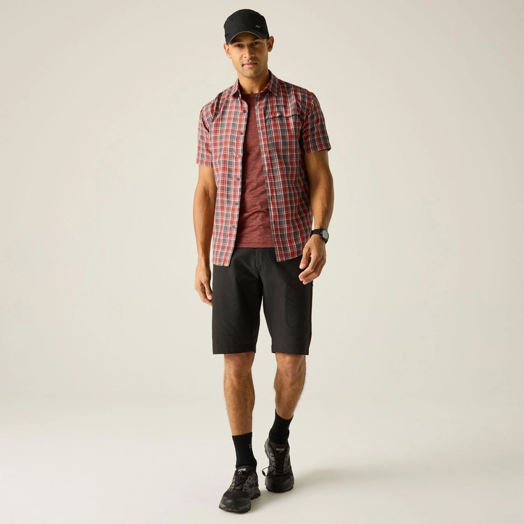 ⁦חולצת טיולים מכופתרת Regatta Mindano Red Storm Multi Cross Check גברים⁩ – תמונה ⁦3⁩