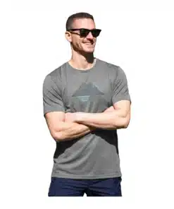 חולצה קצרה מודפסת Outdoor Theo מלאנג' אפור בהיר