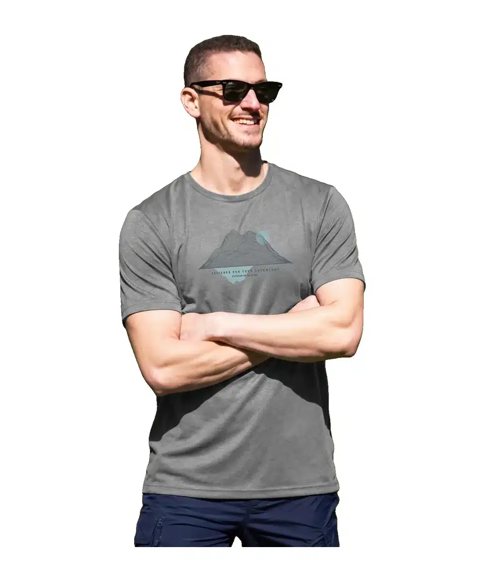 חולצה קצרה מודפסת Outdoor Theo מלאנג' אפור בהיר