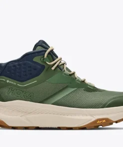 נעל הליכה Hoka Transport Hike Gtx לגברים בצבע ירוק וכחול נייבי, מבט צד