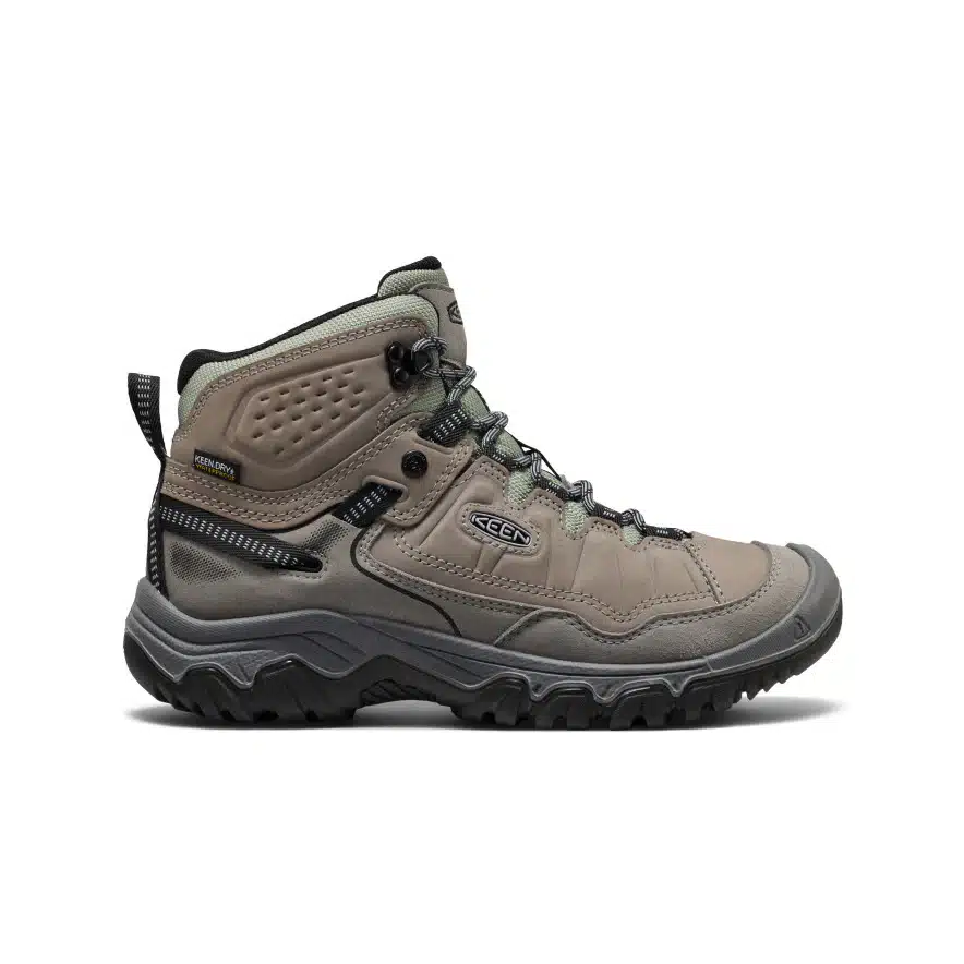 נעל הרים Keen Targhee IV Mid בגוון זית-חאקי עם סוליה שחורה, מבט צד