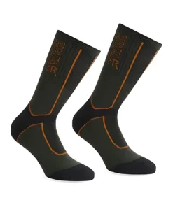 2 זוגות גרבי צמר מרינו לטיולים Regatta Wool Hiker Sock חאקי/כתום גברים