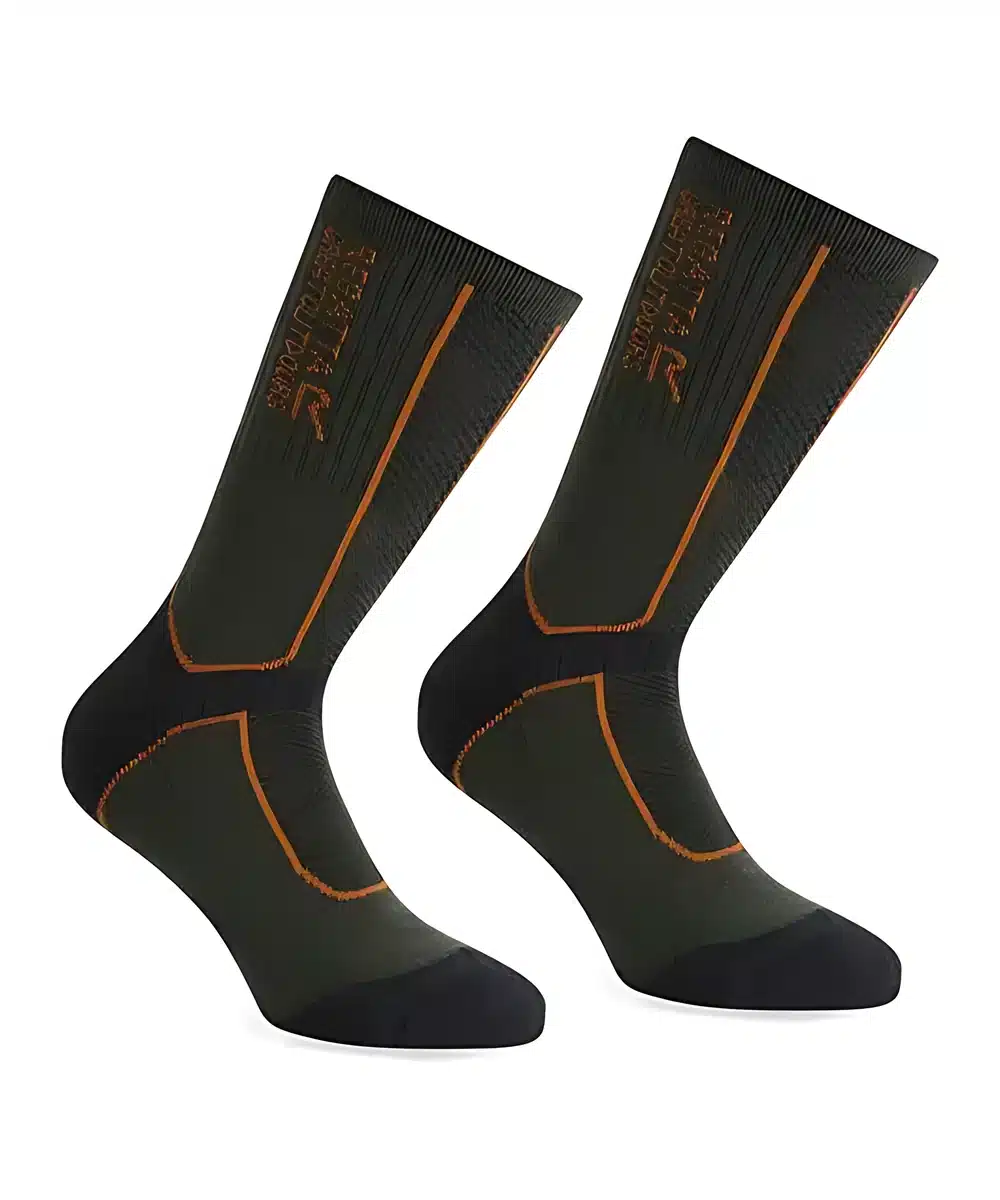 2 זוגות גרבי צמר מרינו לטיולים Regatta Wool Hiker Sock חאקי/כתום גברים